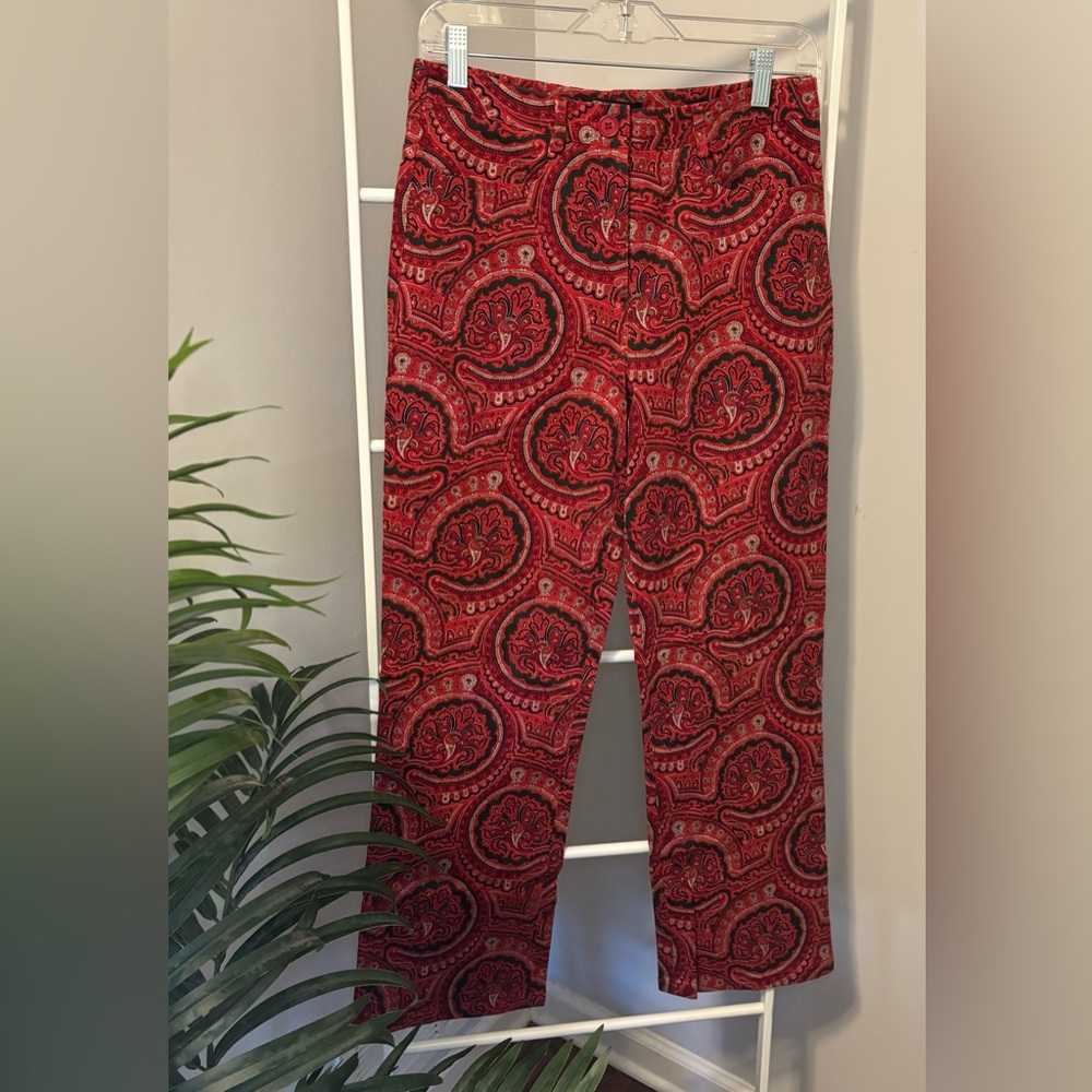 Etcetera Red Paisley Cotton Pants